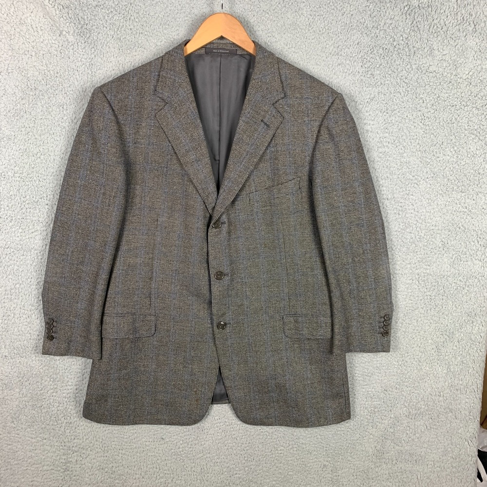 Zegna Su Misura‎ Sport Coat US 44 IT 56 Gray Check 100% Wool Blazer Jacket